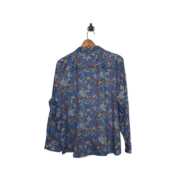 Foxcroft Appleseed's‎ Petites 18 18P Paisley Iris Wrinkle Free Shaped Fit Shirt - Picture 3 of 5